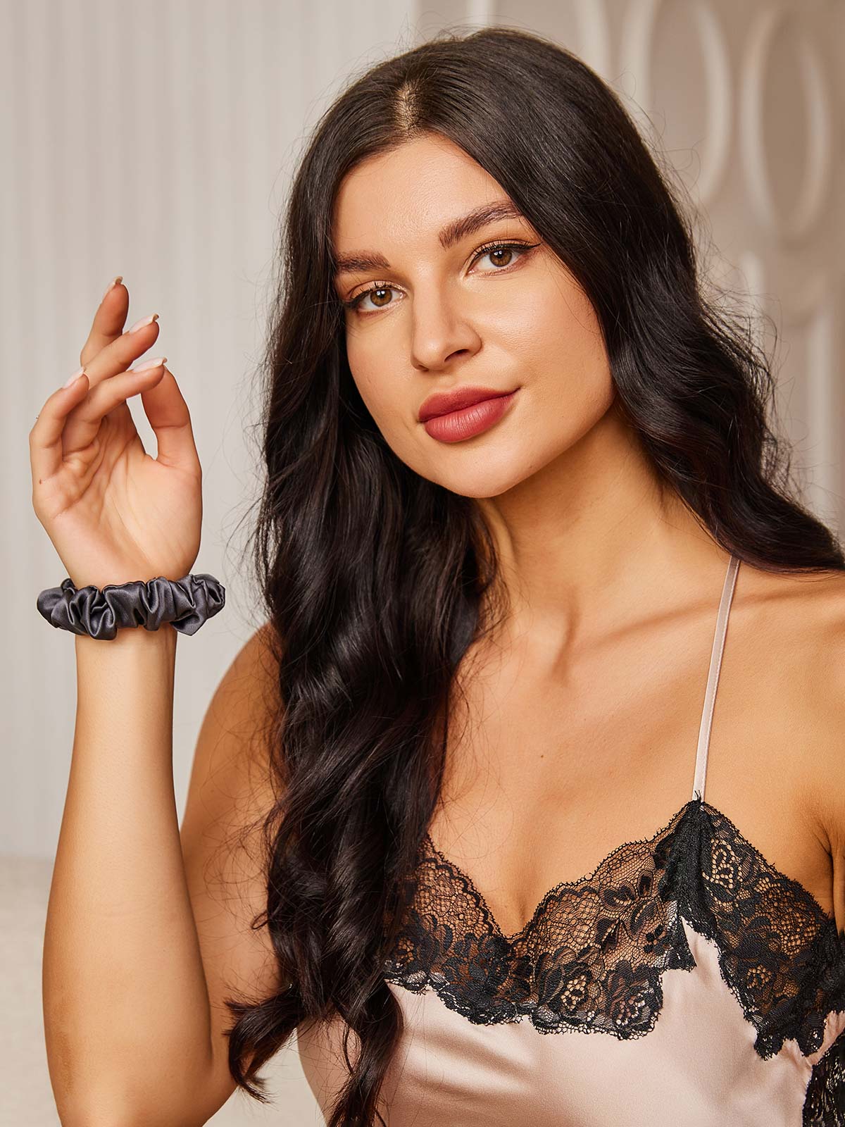 [Mørkegrå] SilkSilky-NO 19Momme Scrunchie 002