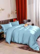 [Lyse Blå] SilkSilky-NO 19Momme Bedding Set 006