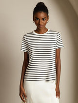 [HvitStripe] SilkSilky-NO Silke Womens T-Shirt 003