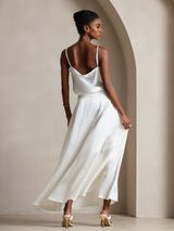 [Hvit] SilkSilky-NO Spaghetti Strap Cowl Neck Camisole Topp 002