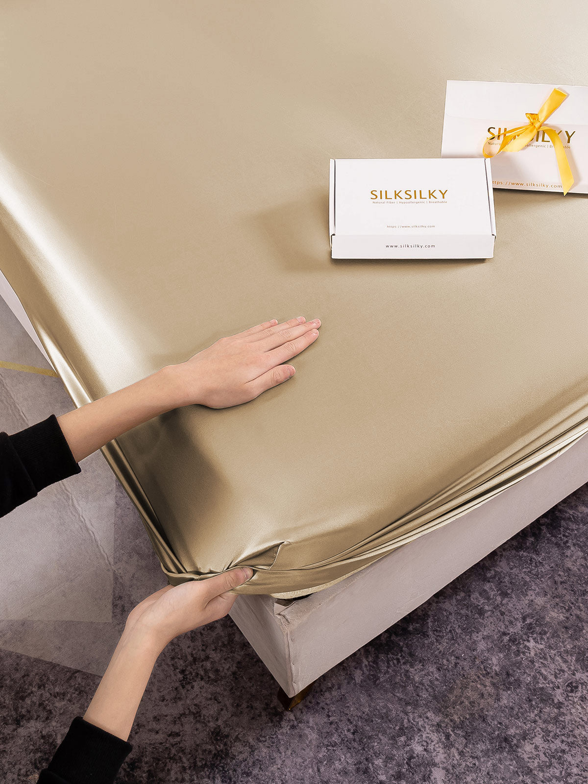 [Beige] SilkSilky-NO 22Momme Bedding Set 003