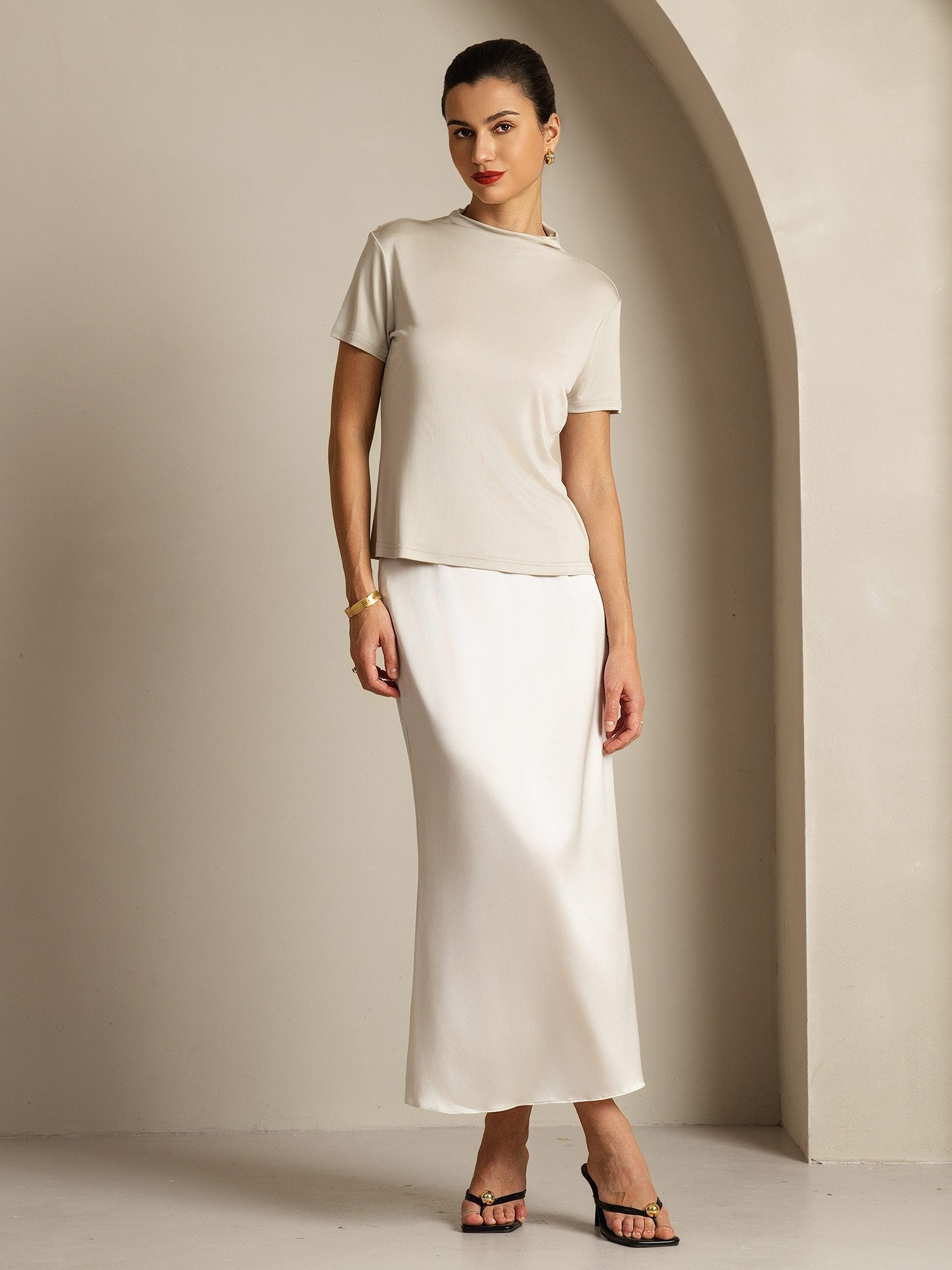 [Grå] SilkSilky-NO Silke Womens T-Shirt 009