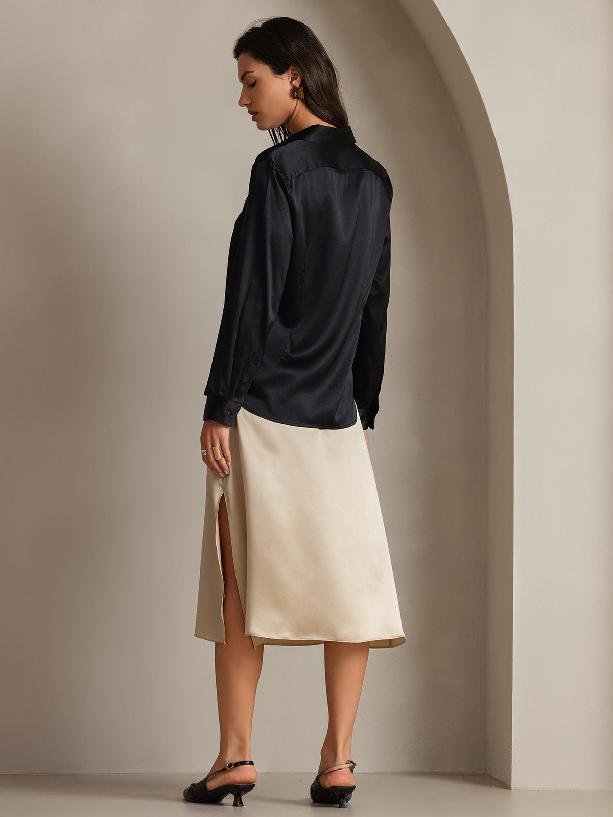 [Svart] SilkSilky-NO Silke Womens Shirt 002