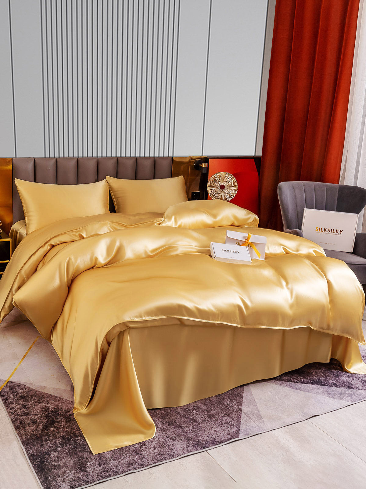 [Champagne] SilkSilky-NO 22Momme Bedding Set 004