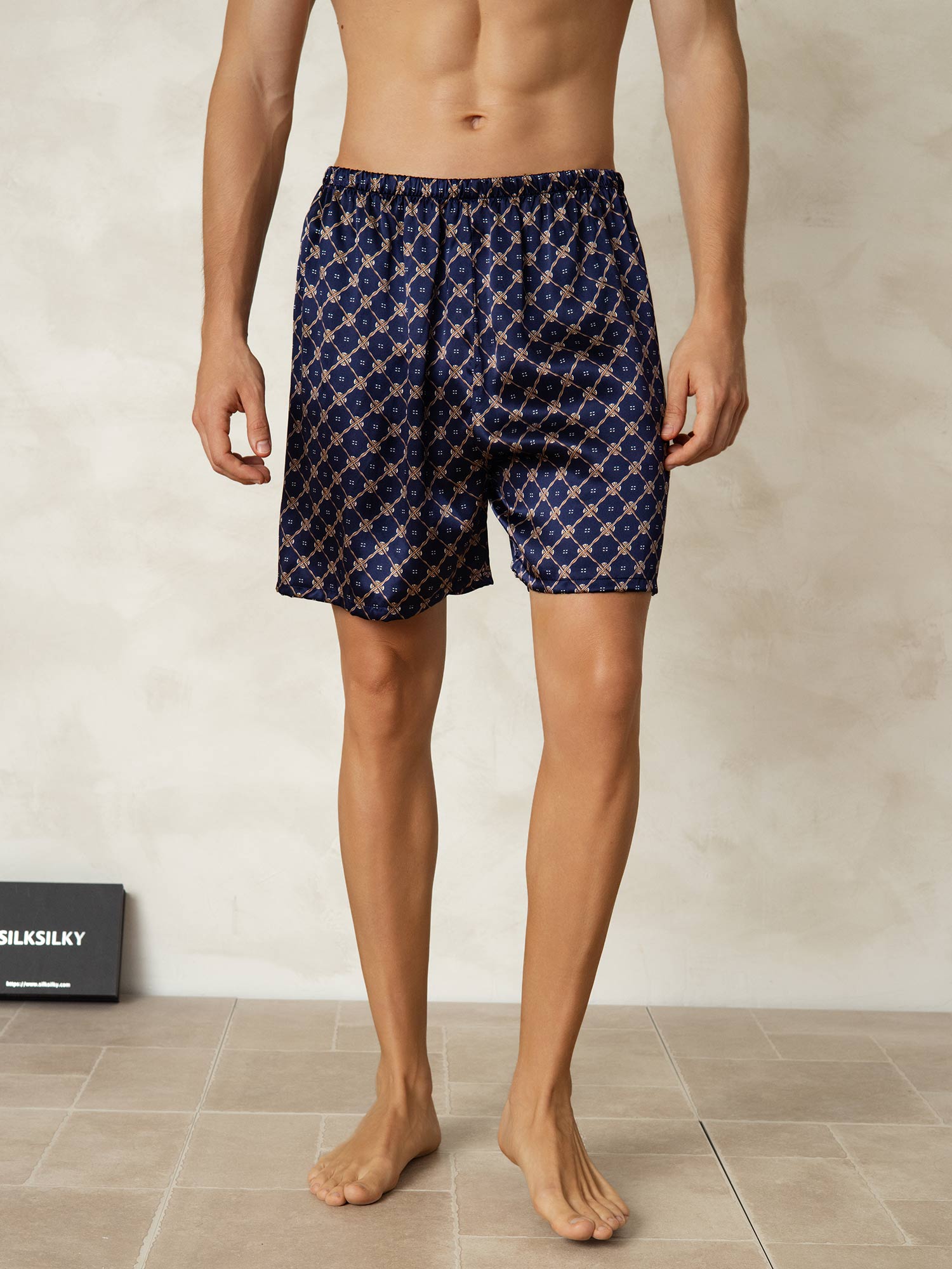 [Marine Kjede] SilkSilky-NO 19Momme Mens Sleep Bottoms 004