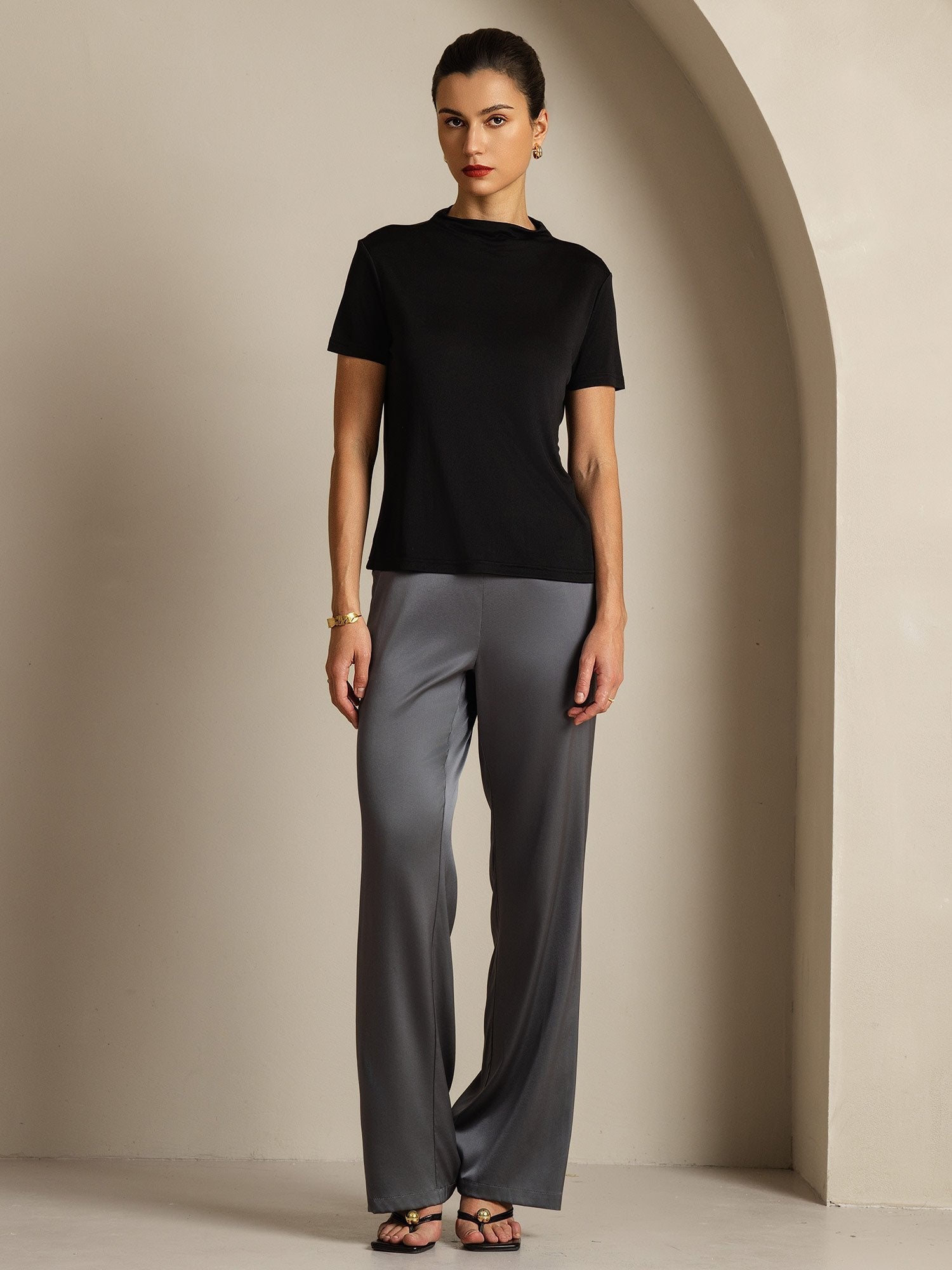 [Svart] SilkSilky-NO Silke Womens T-Shirt 007