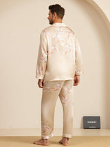[Champagne] SilkSilky-NO Long Sleeve Notch Collar Pyjamas for menn 002