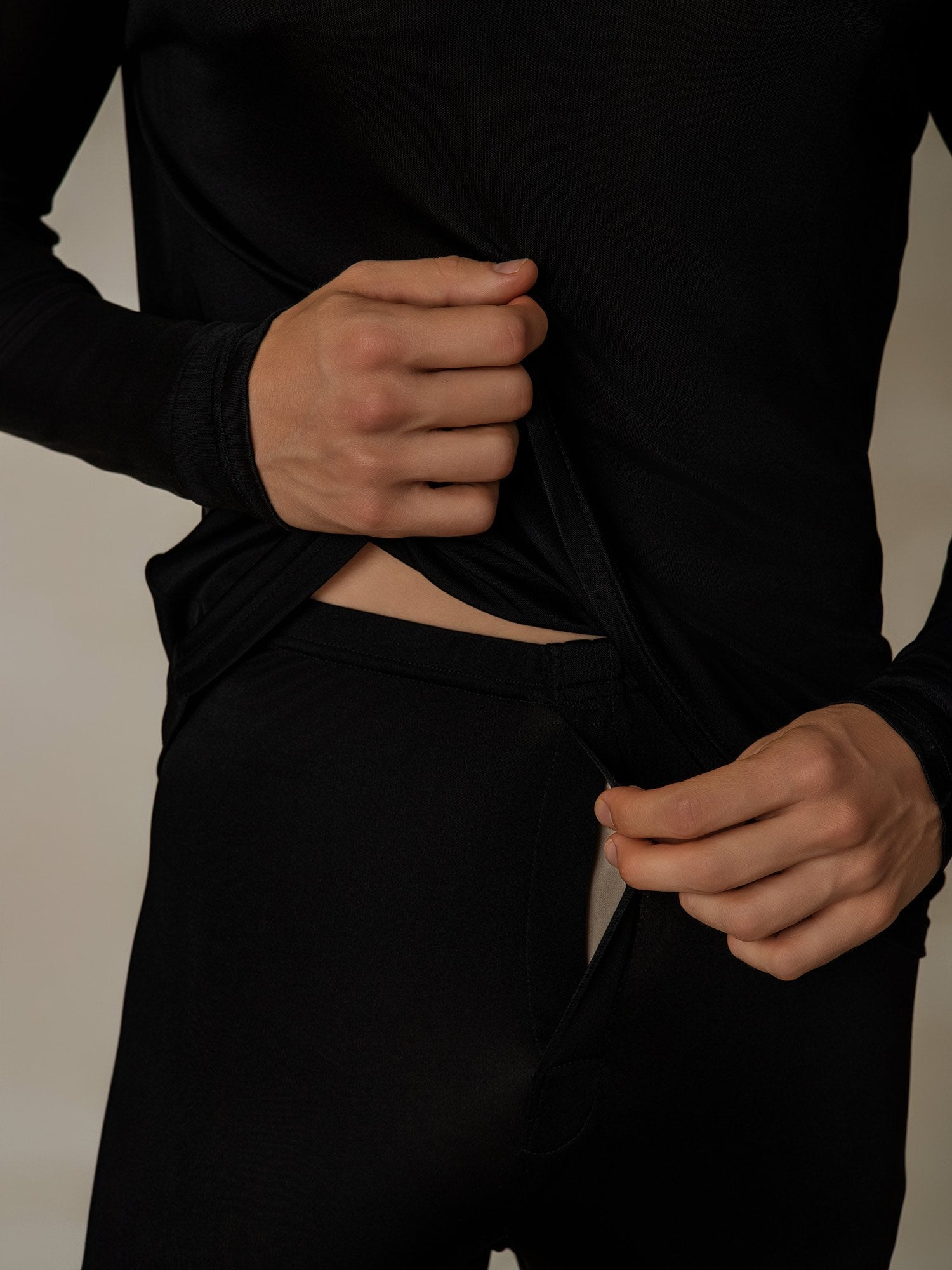 [Svart] SilkSilky-NO Silke Mens Pajamas 005