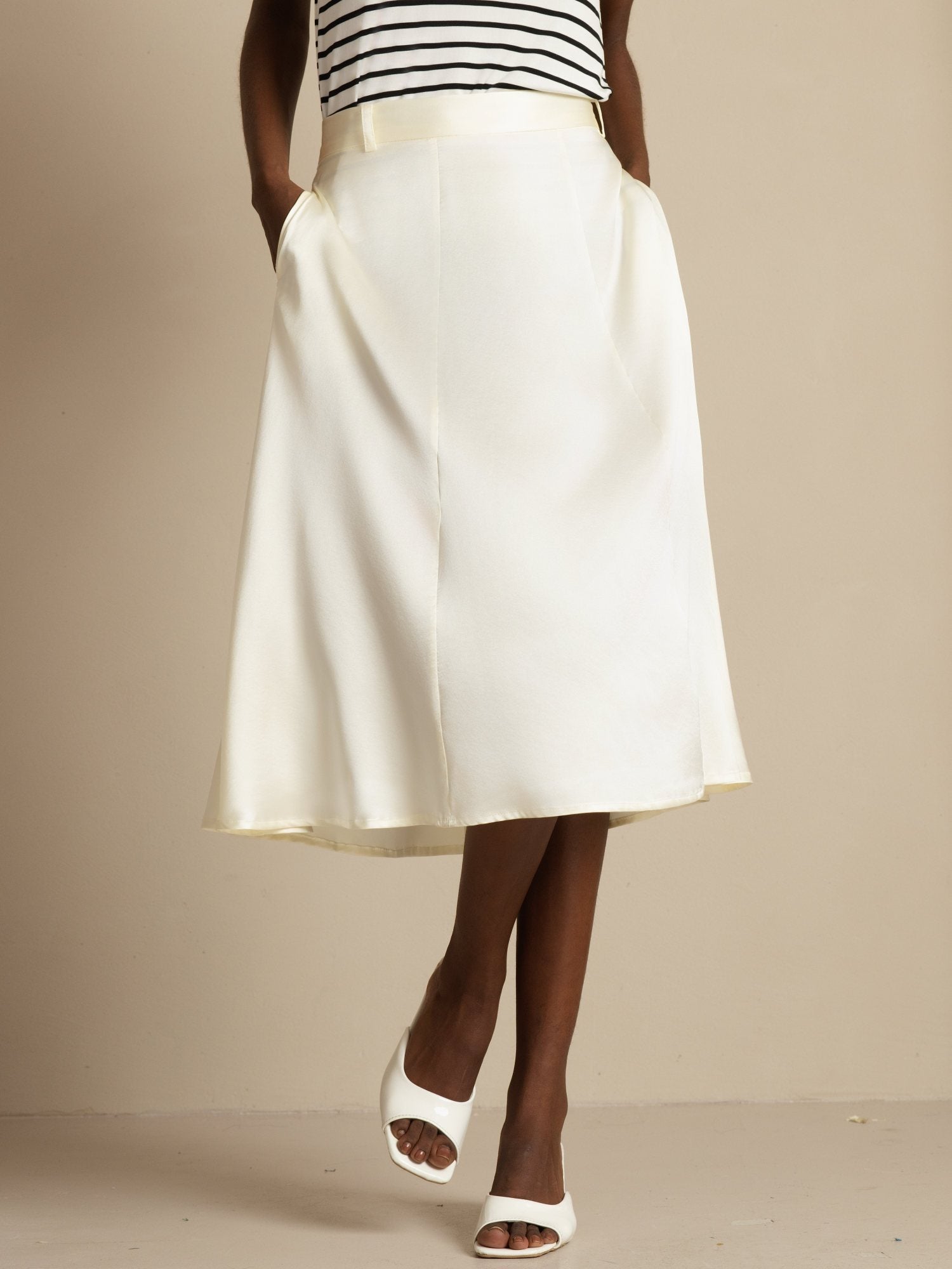 [Elfenbein] SilkSilky-NO 19Momme Silke Skirt 003