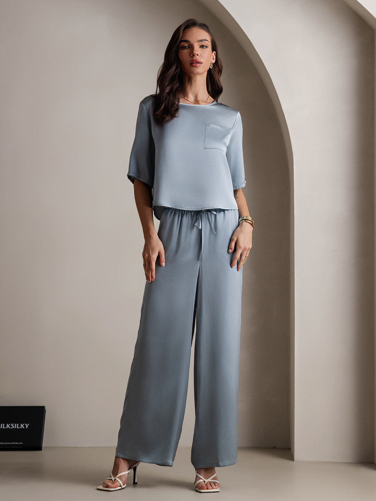 [Gråblå] SilkSilky-NO Womens Pajamas 003
