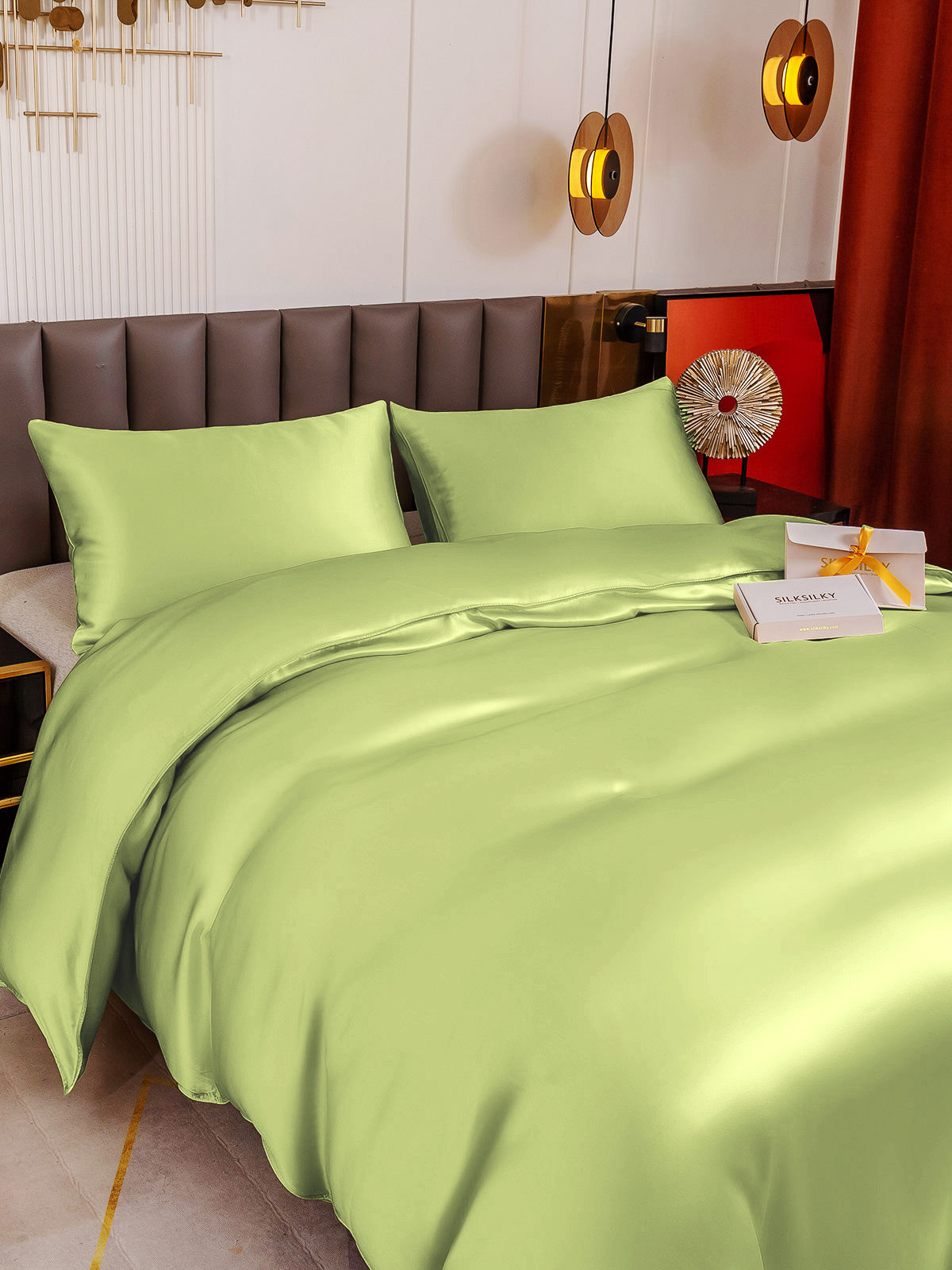 [Mintgrønn] SilkSilky-NO 19Momme Bedding Set 004