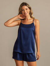 [Mørke blå] SilkSilky-NO 19Momme Silke Camisole Set 003