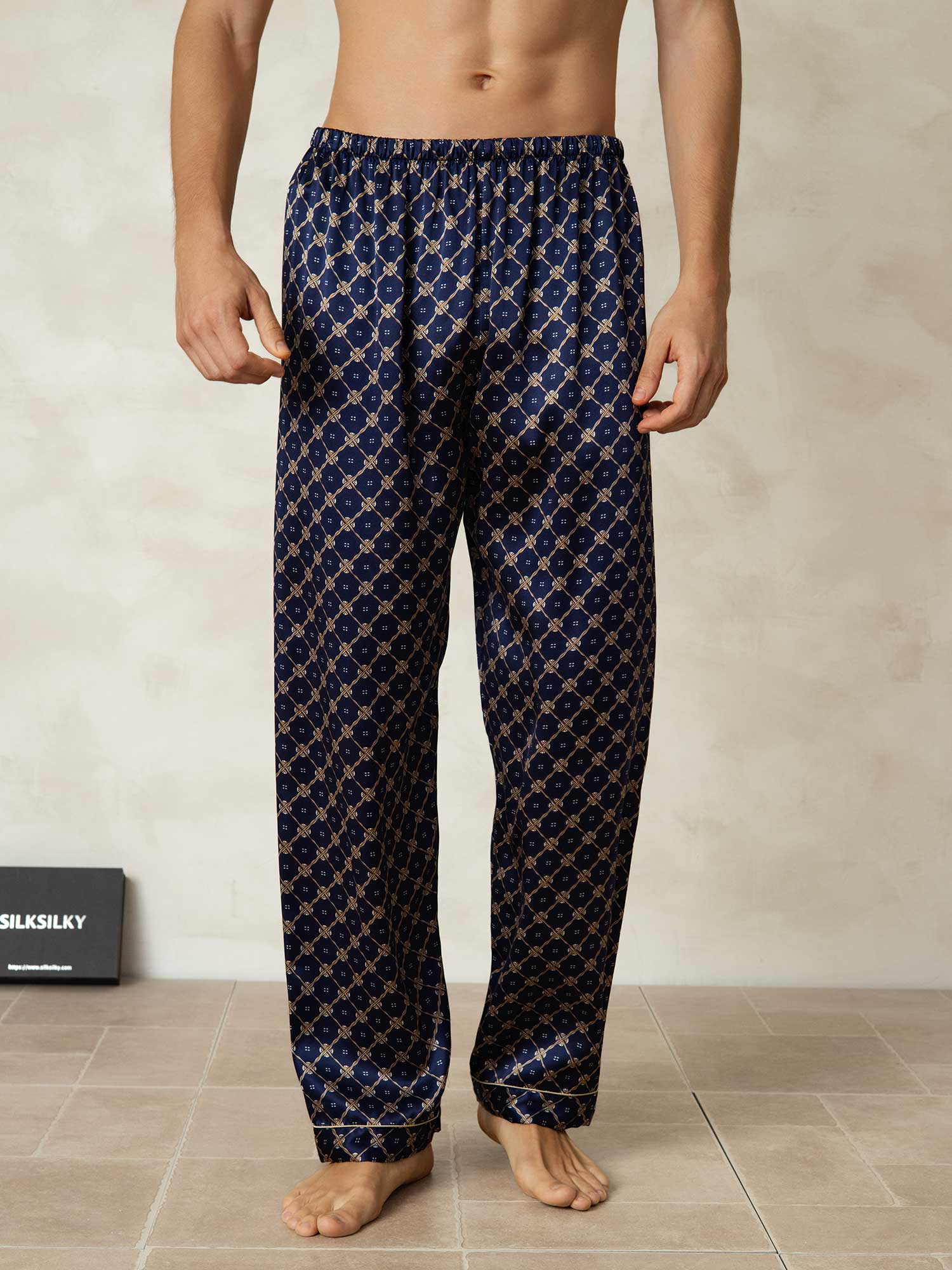[Marine Kjede] SilkSilky-NO Men's Sleep Shorts 001