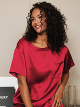 [Vin] SilkSilky-NO Short Sleeve Round Neck Pyjamas for Kvinner 006