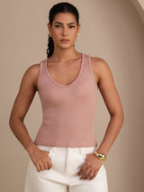 [Rosa] SilkSilky-NO Sleeveless Deep V Neck Camisole Topp 001