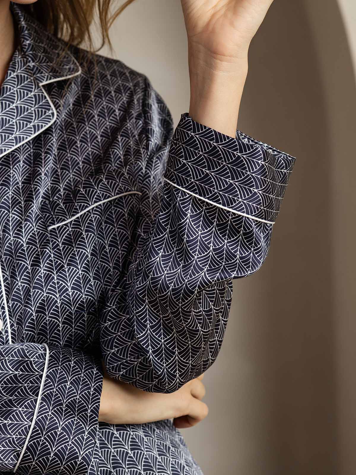 [Marine Ginkgo] SilkSilky-NO Womens Pajamas 007