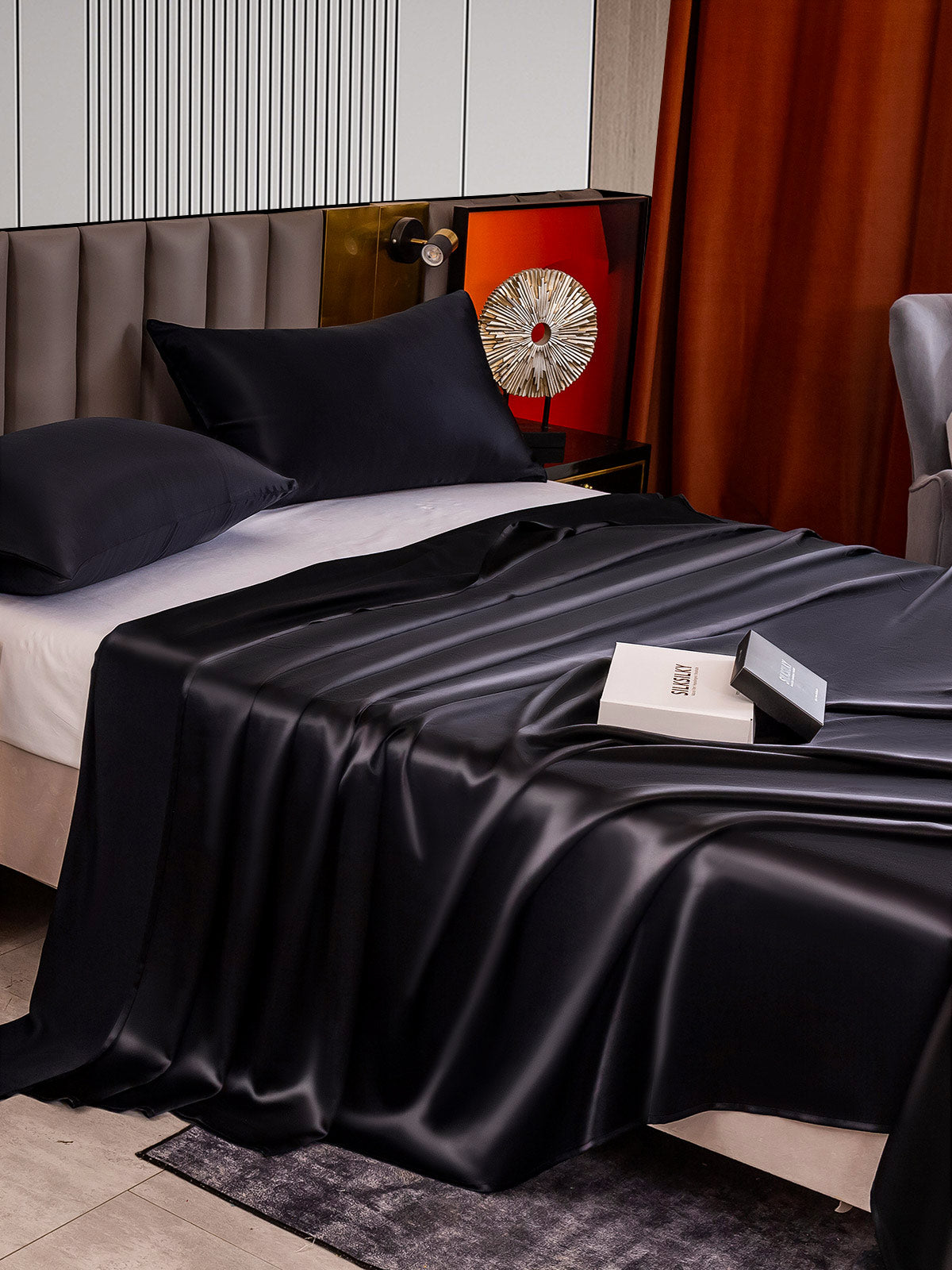 [Svart] SilkSilky-NO 22Momme Bedding Set 004