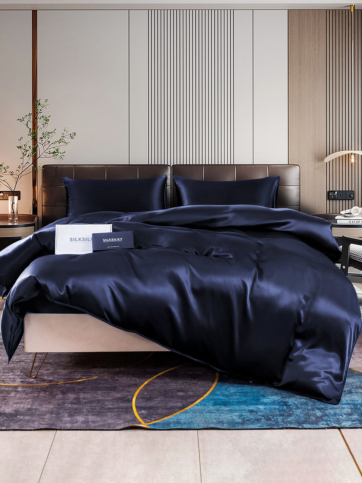 [Mørke blå] SilkSilky-NO 22Momme Bedding Set 001