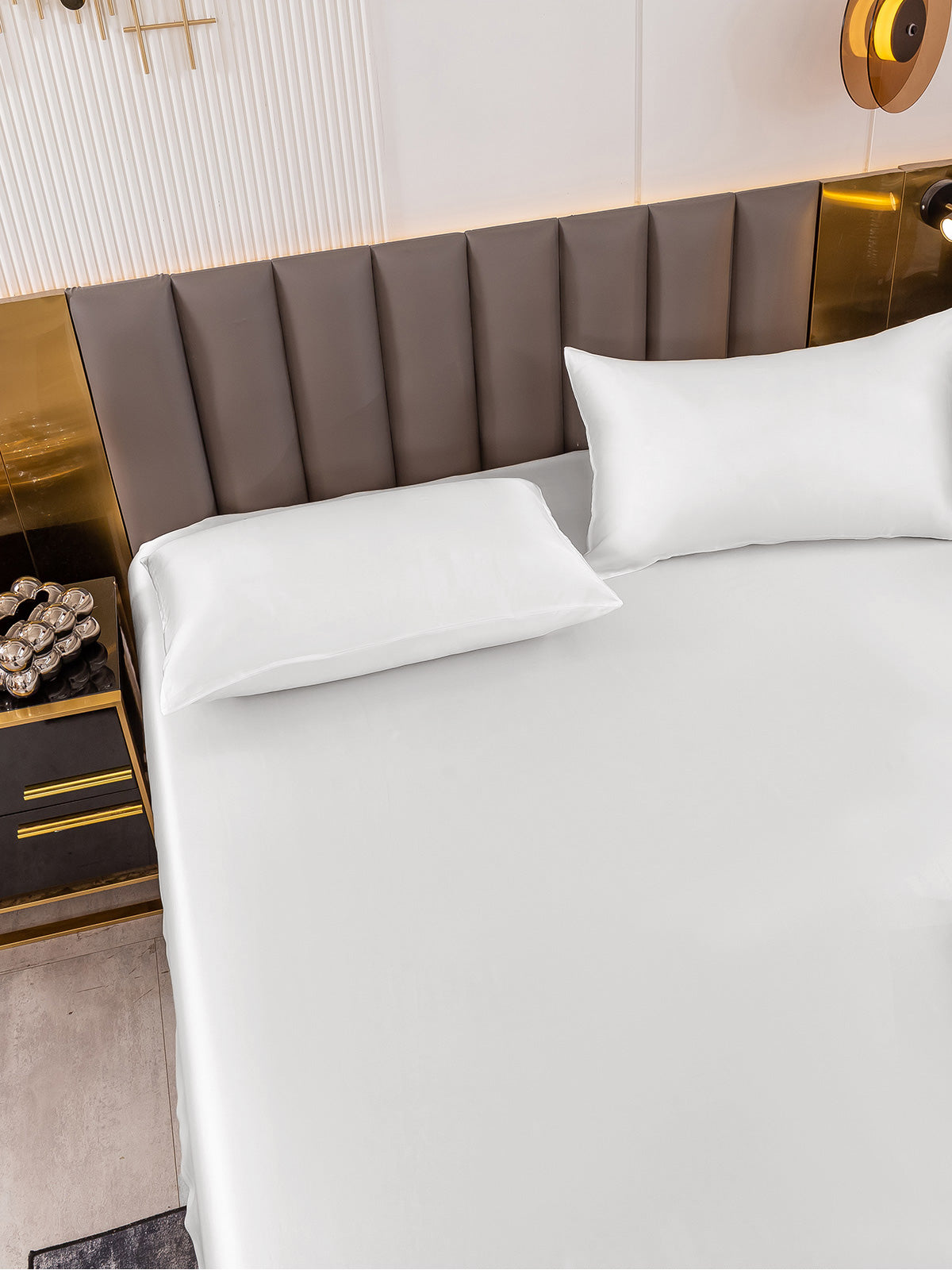 [Hvit] SilkSilky-NO 19Momme Bedding Set 005