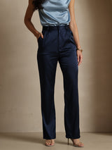 [Mørke blå] SilkSilky-NO 19Momme Silke Womens Pants 001