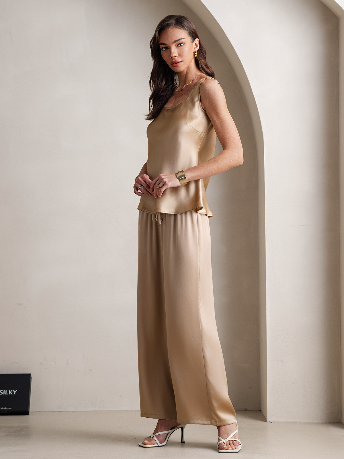 [Champagne] SilkSilky-NO Båthals Camisole sett 005