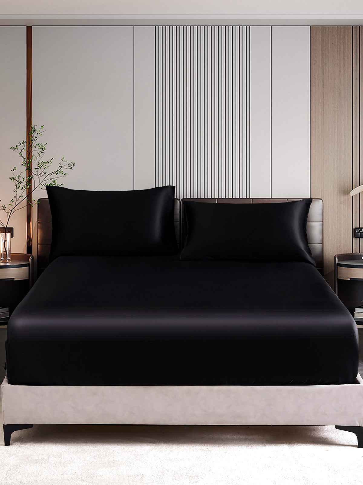 [Svart] SilkSilky-NO 22Momme Bedding Set 001