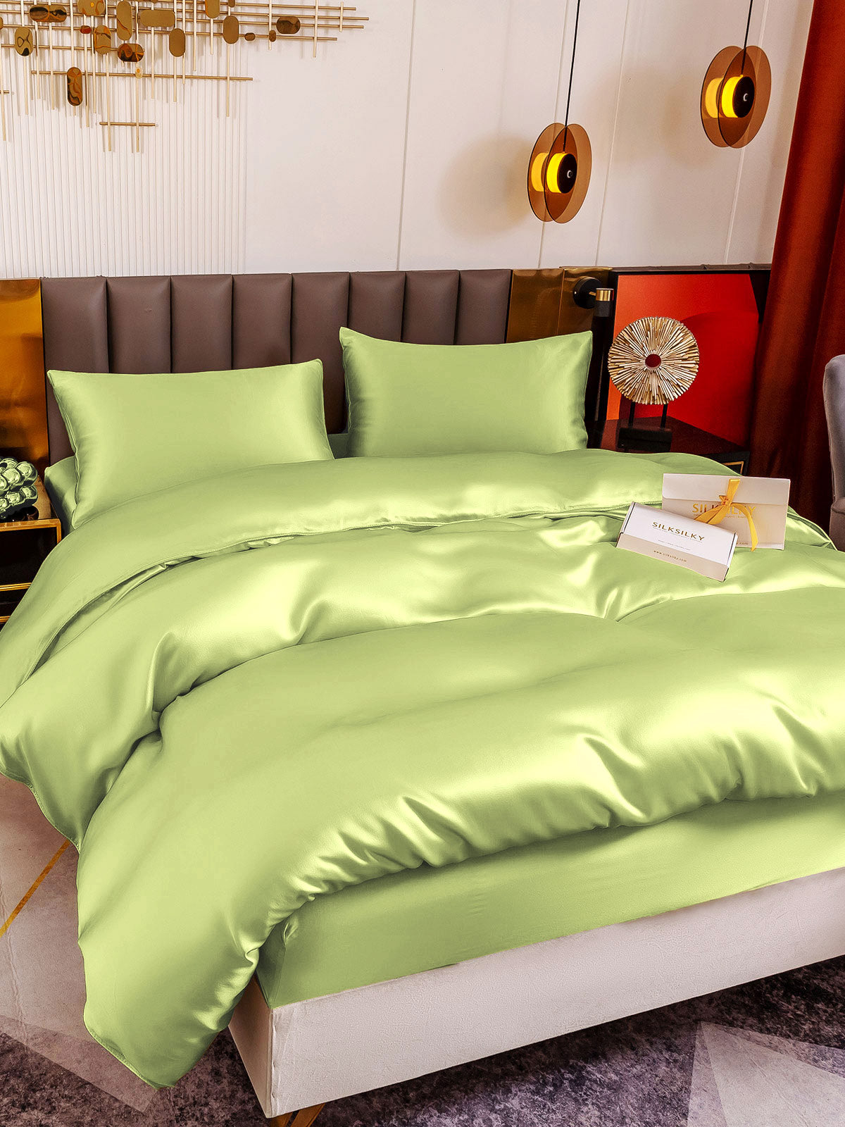 [Mintgrønn] SilkSilky-NO 19Momme Bedding Set 001