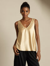 [Champagne] SilkSilky-NO Sleeveless V Neck Camisole Topp 004