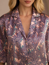 [Rosa Palme] SilkSilky-NO Half Sleeve Lapel Collar Pyjamas for Kvinner 005
