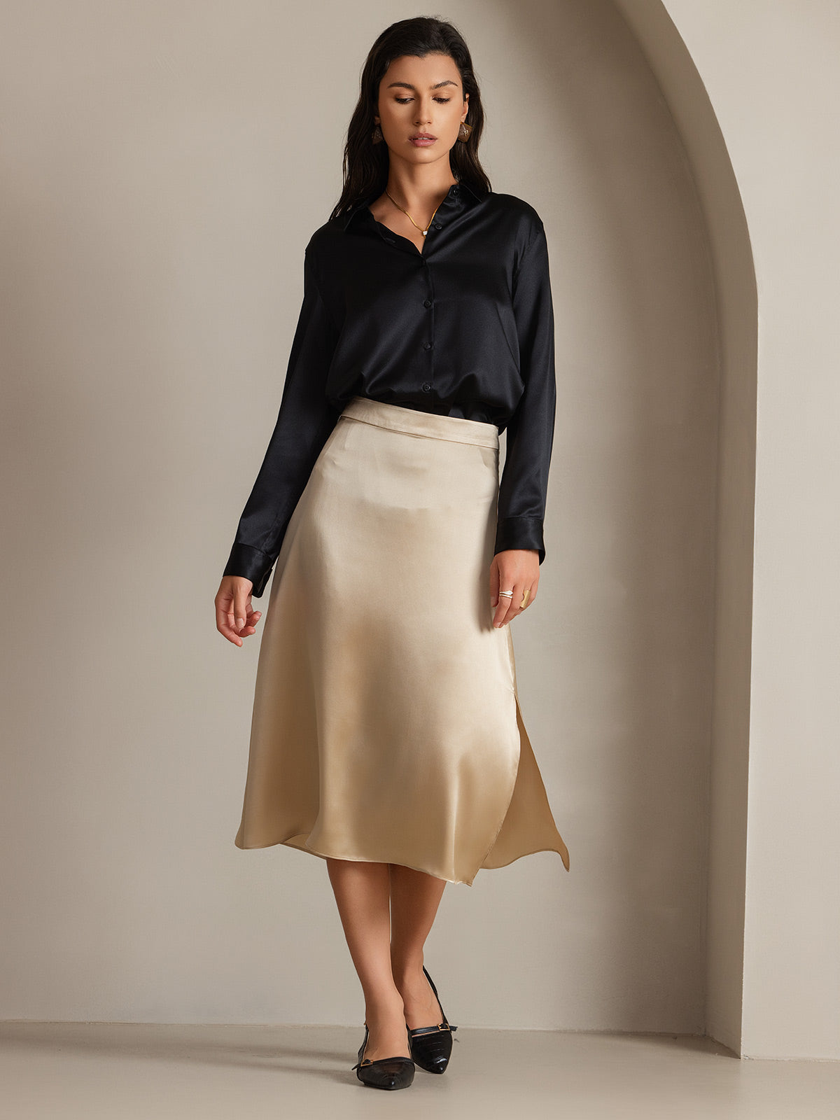 [Svart] SilkSilky-NO Silke Womens Shirt 003