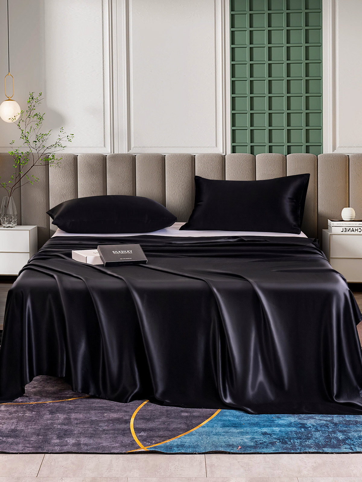 [Svart] SilkSilky-NO 25Momme Bedding Set 001