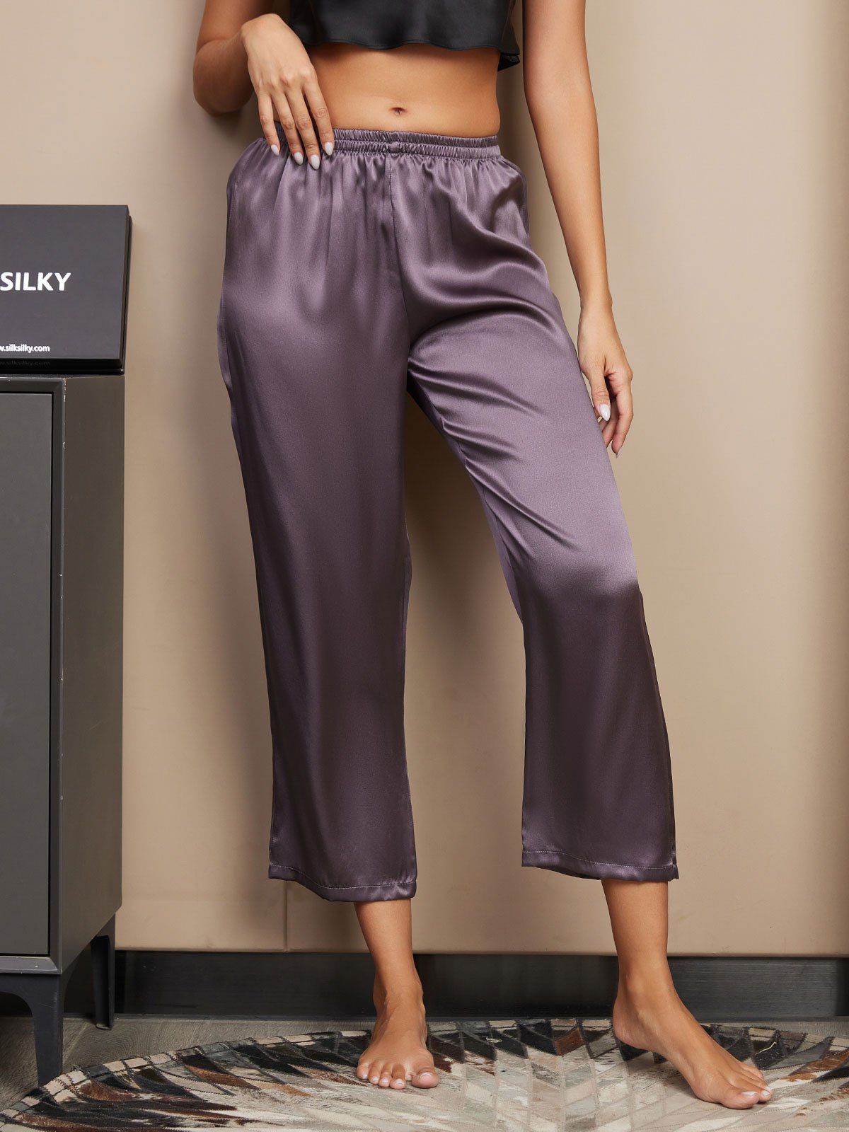 [Lilla Grå] SilkSilky-NO Womens Sleep Bottoms 003