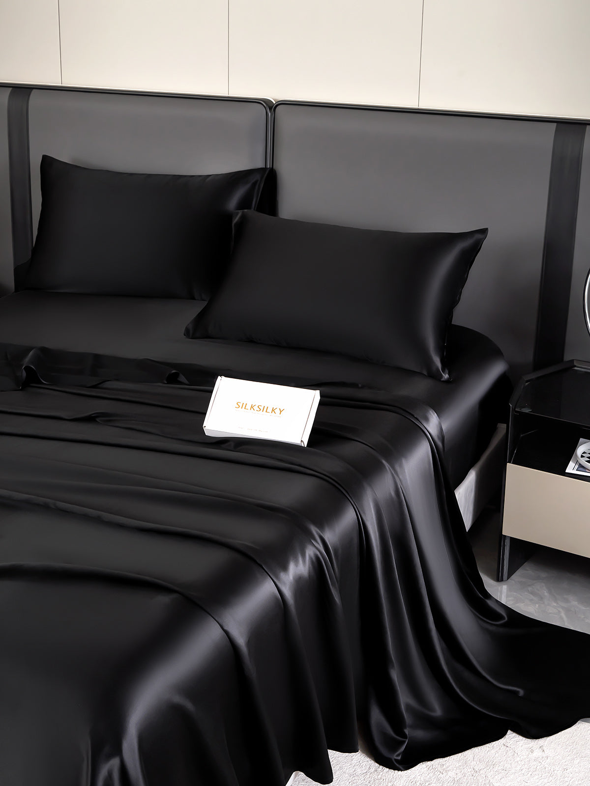 [Svart] SilkSilky-NO 19Momme Bedding Set 006