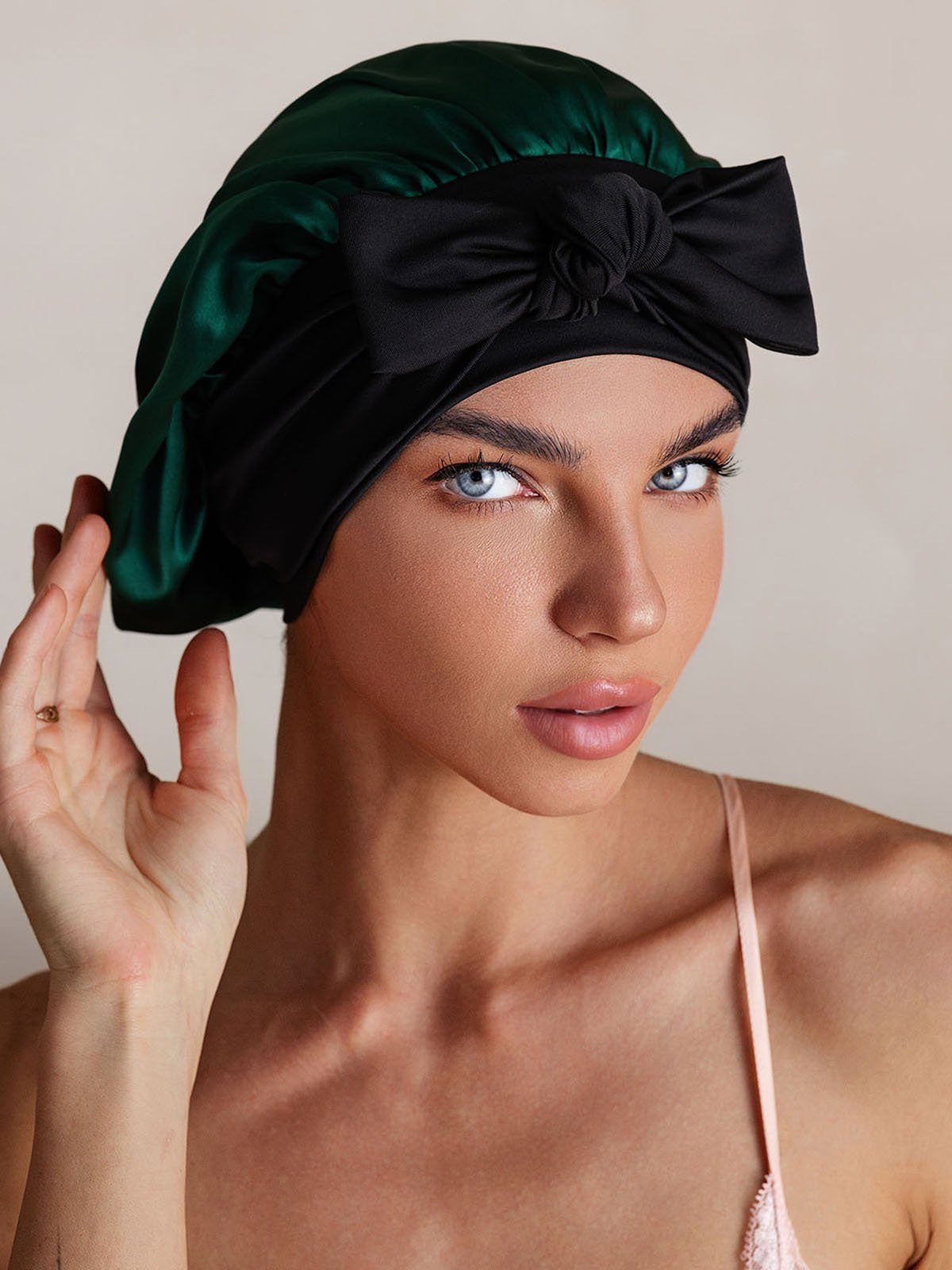 SilkSilky-NO Silke Sleep Cap MørkGrønn 005