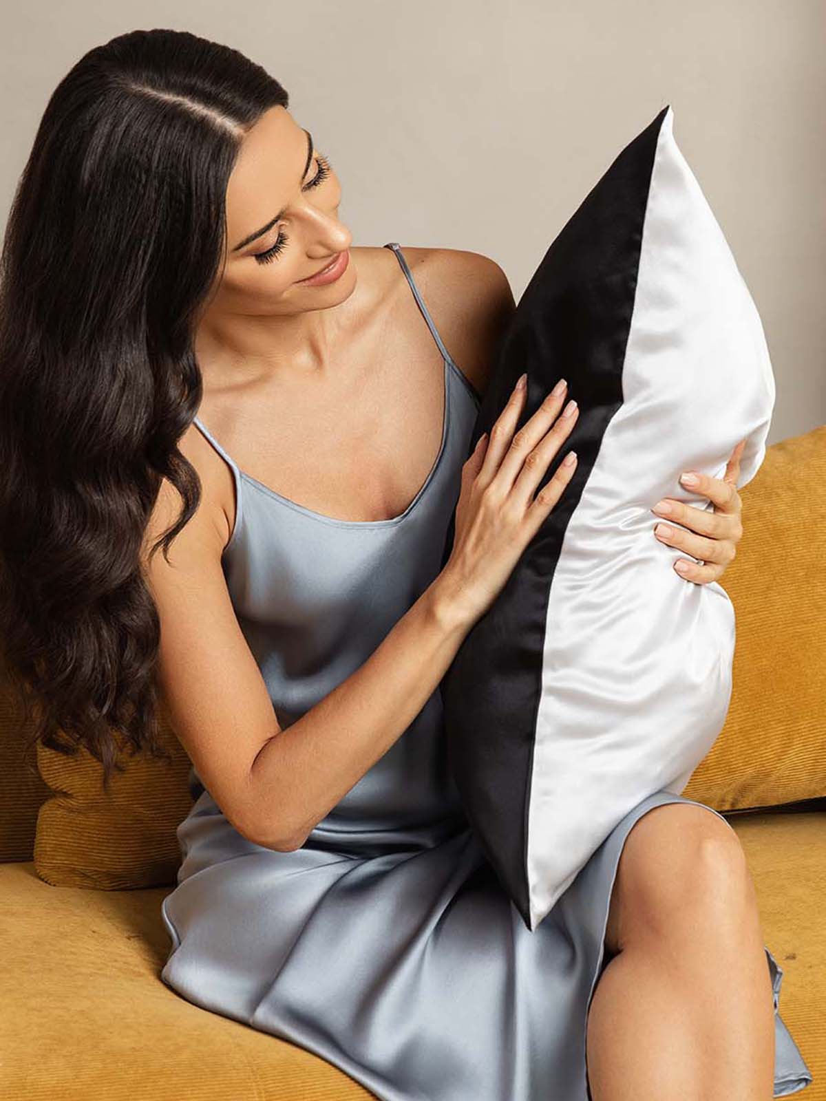 [Svart+Sølv] SilkSilky-NO 22Momme Pillowcase 003