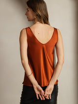 [Karamell] SilkSilky-NO Sleeveless V Neck Camisole Topp 003