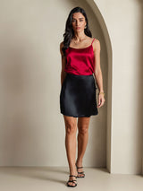 [Vin] SilkSilky-NO 19Momme Spaghetti Stropp Dyp Rund Halsutringning Camisole Topp 008
