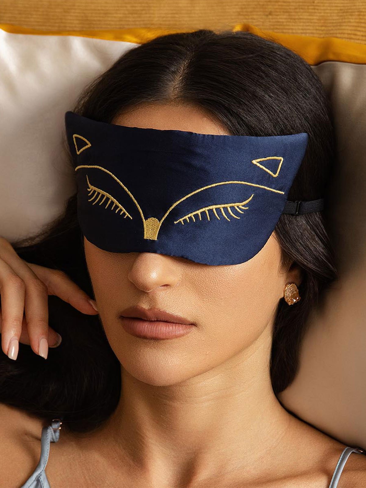 [Mørkeblå] SilkSilky-NO Silke Eye Mask 004