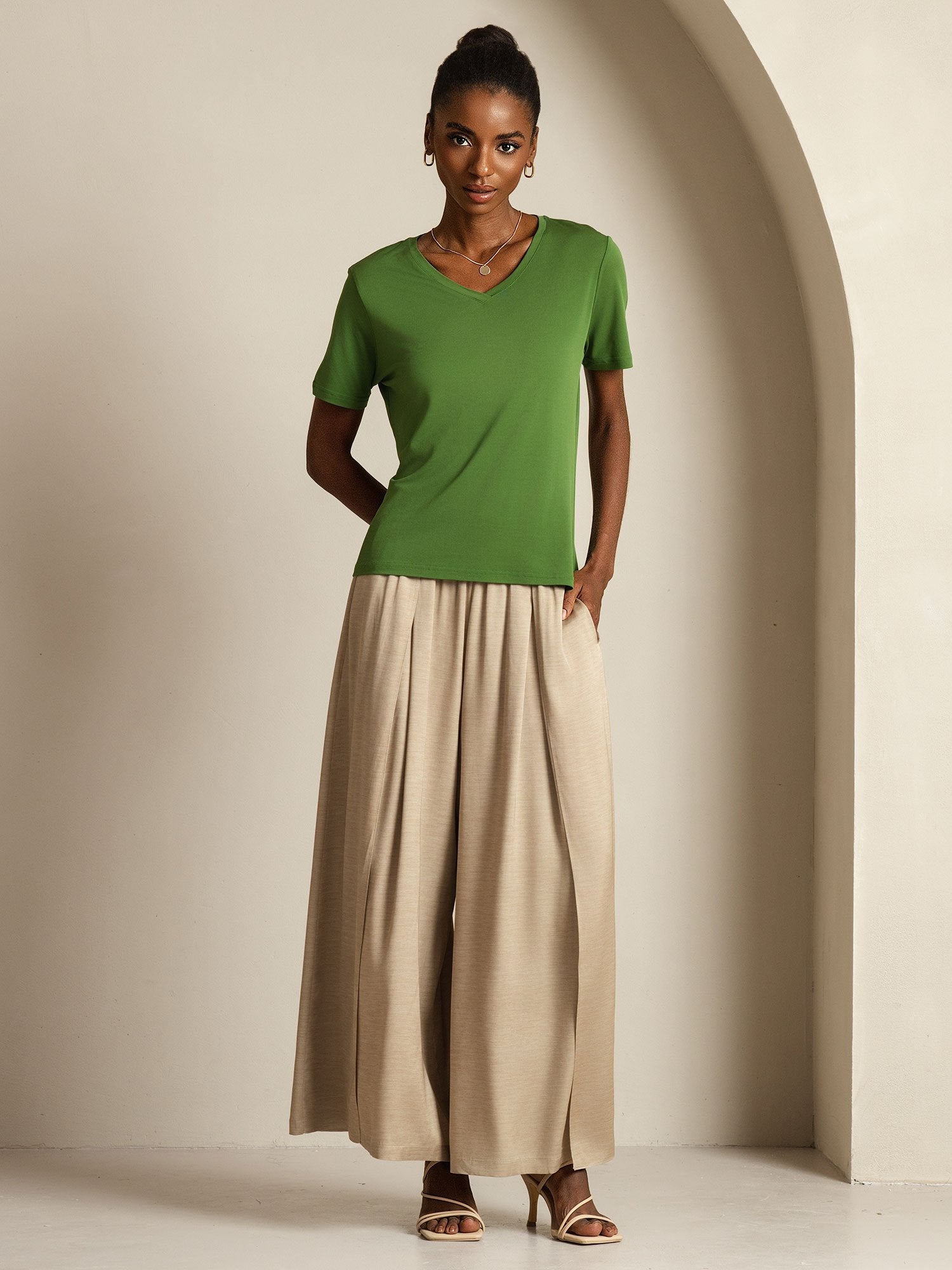 [Grønn] SilkSilky-NO Silke Womens T-Shirt 009