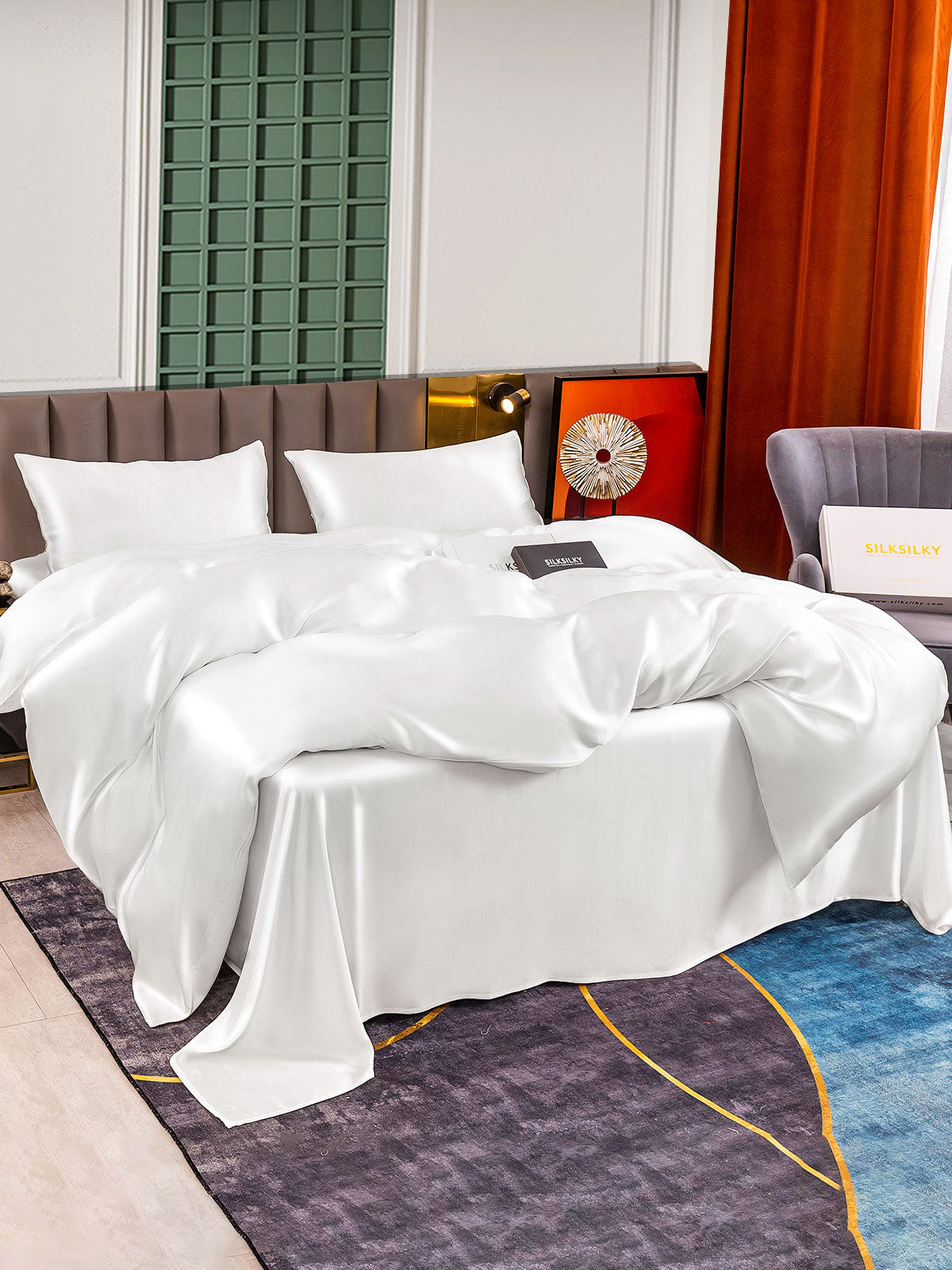 [Hvit] SilkSilky-NO 25Momme Bedding Set 002