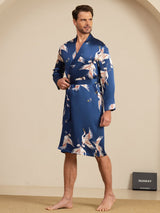 [Mørke blå] SilkSilky-NO 19Momme Mens Robe 006