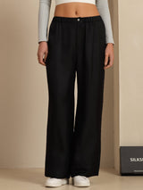 [Svart] SilkSilky-NO 18Momme Womens Pants 003