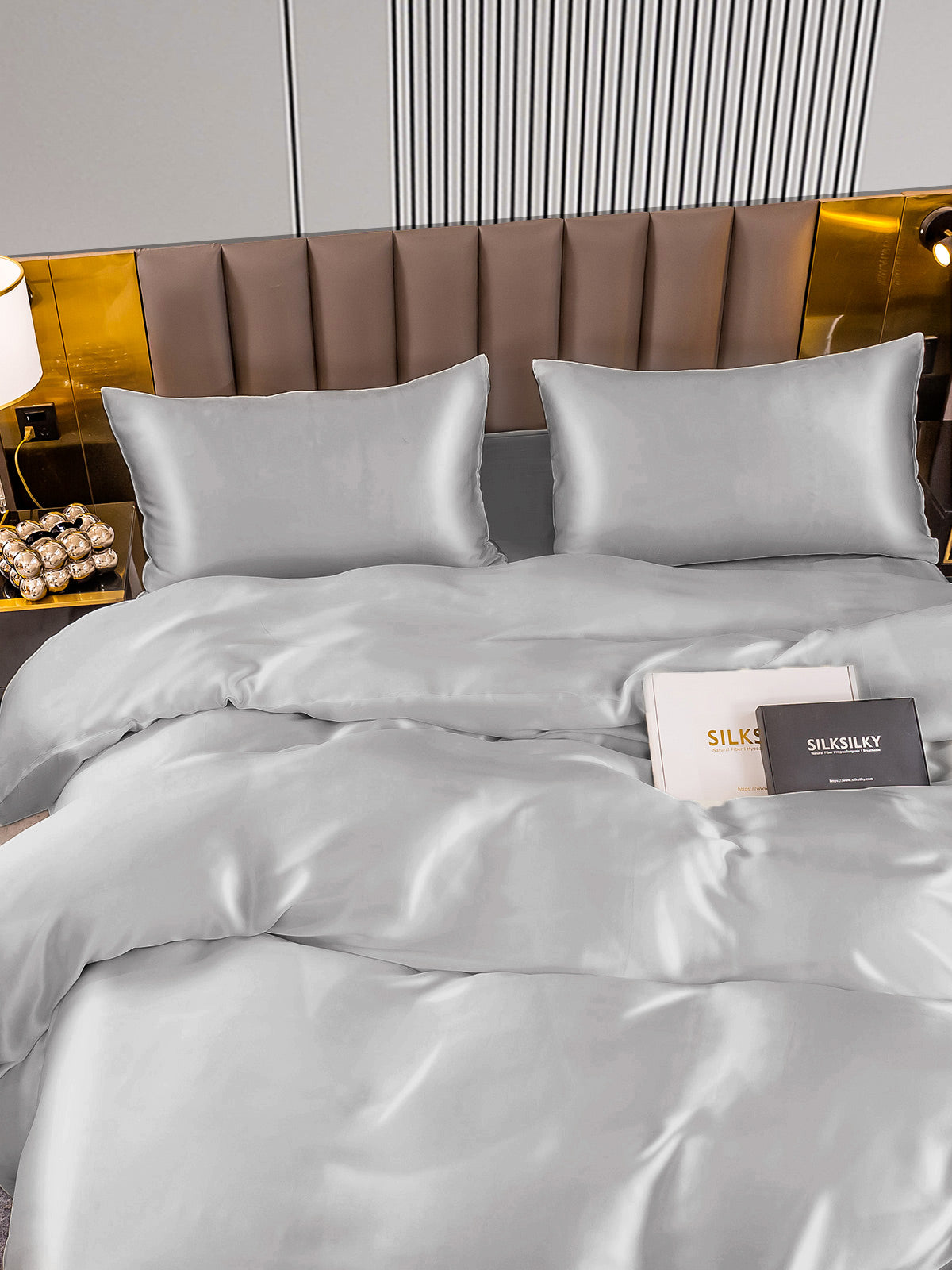 [Sølv] SilkSilky-NO 22Momme Bedding Set 005
