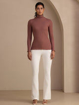 [Kameorosa] SilkSilky-NO Long Sleeve Turtle Neck T-skjorte for Kvinner 007