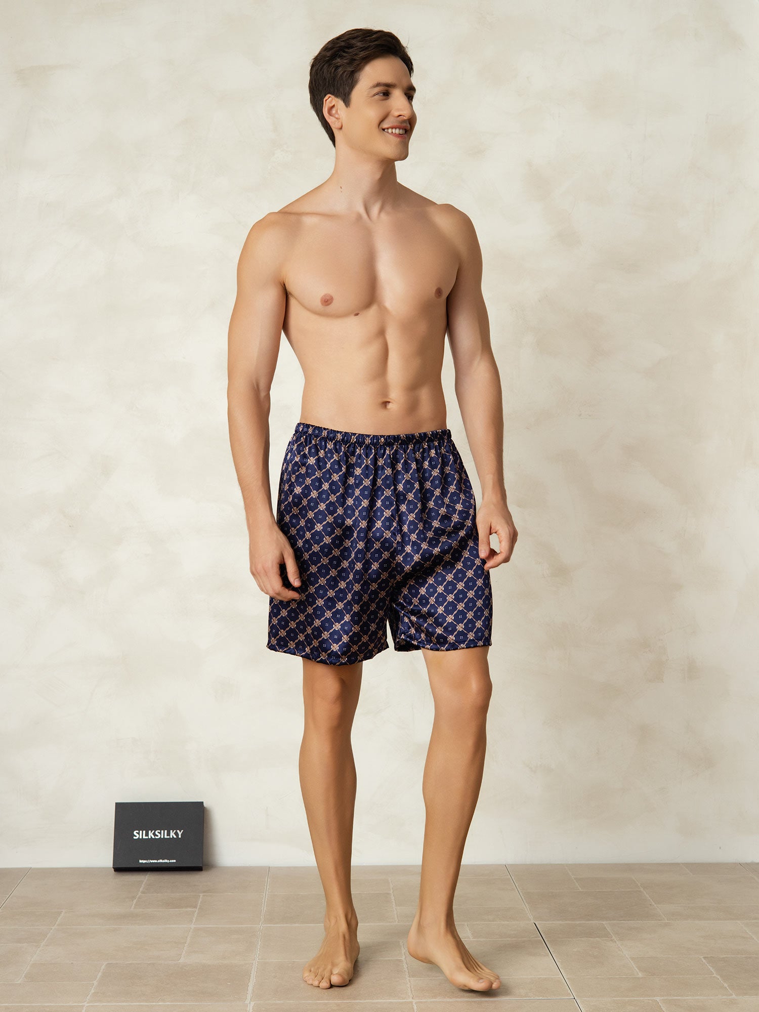 [Marine Kjede] SilkSilky-NO 19Momme Mens Sleep Bottoms 006