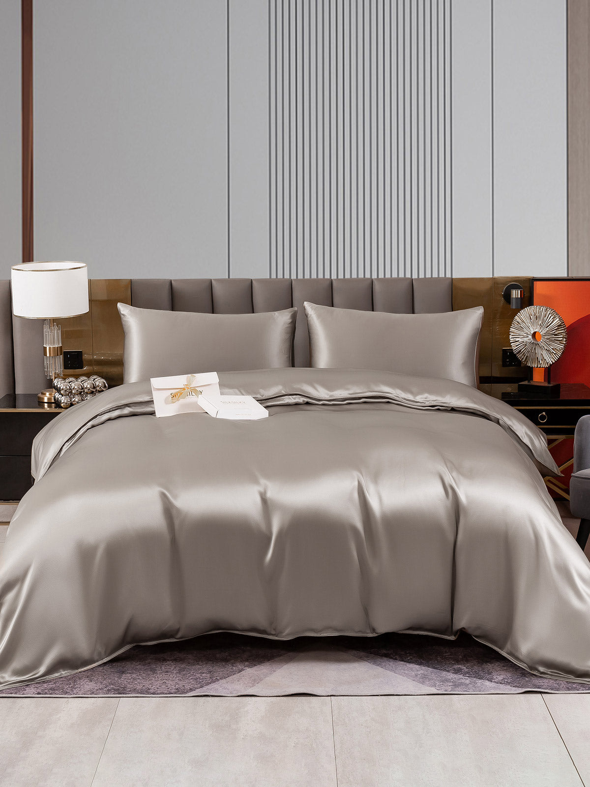 [Grå] SilkSilky-NO 22Momme Bedding Set 001