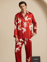 [Vin] SilkSilky-NO Long Sleeve Notch Collar Pyjamas for menn 006