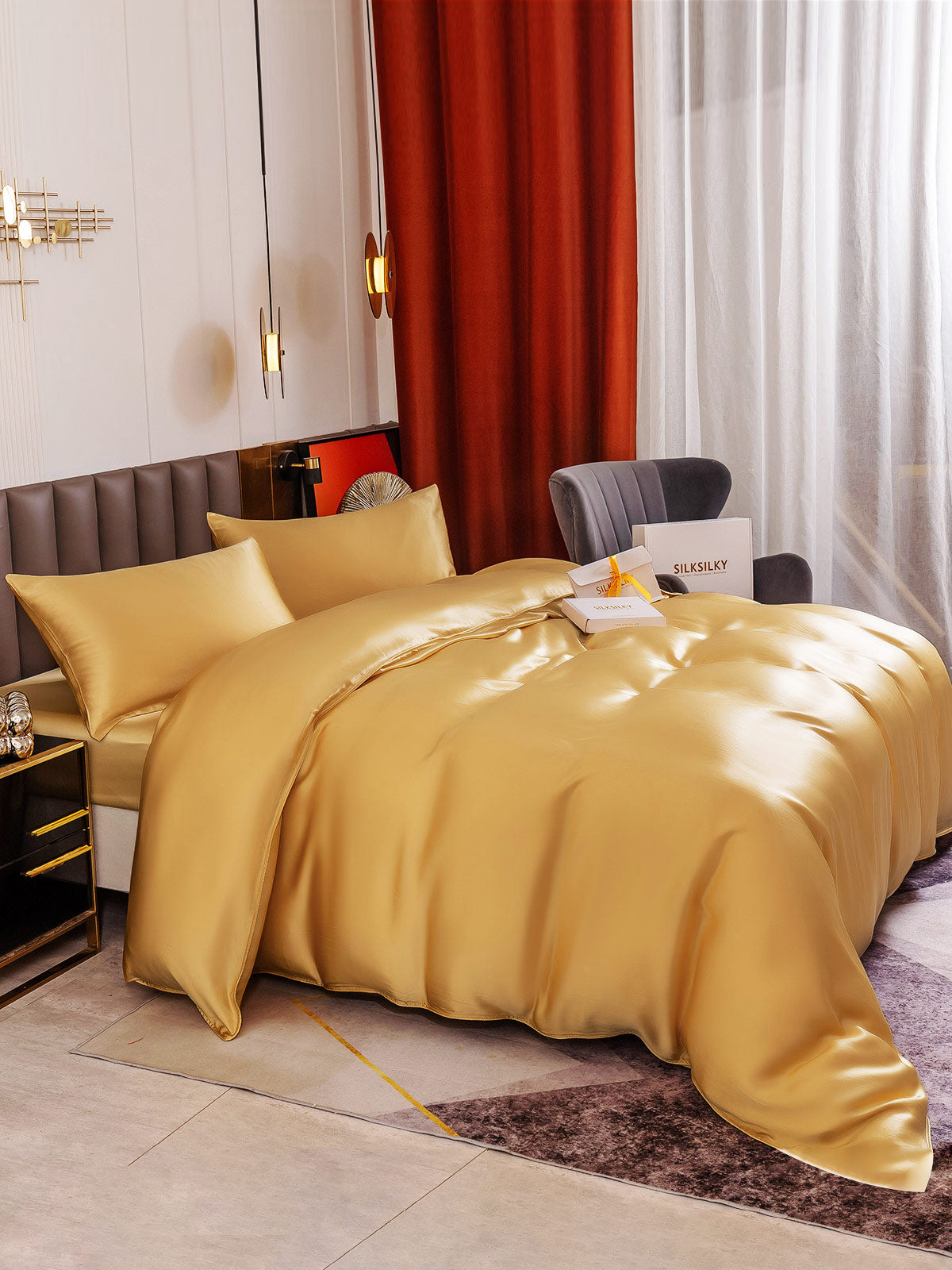 [Champagne] SilkSilky-NO 19Momme Bedding Set 006