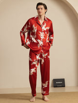 [Vin] SilkSilky-NO Long Sleeve Notch Collar Pyjamas for menn 004