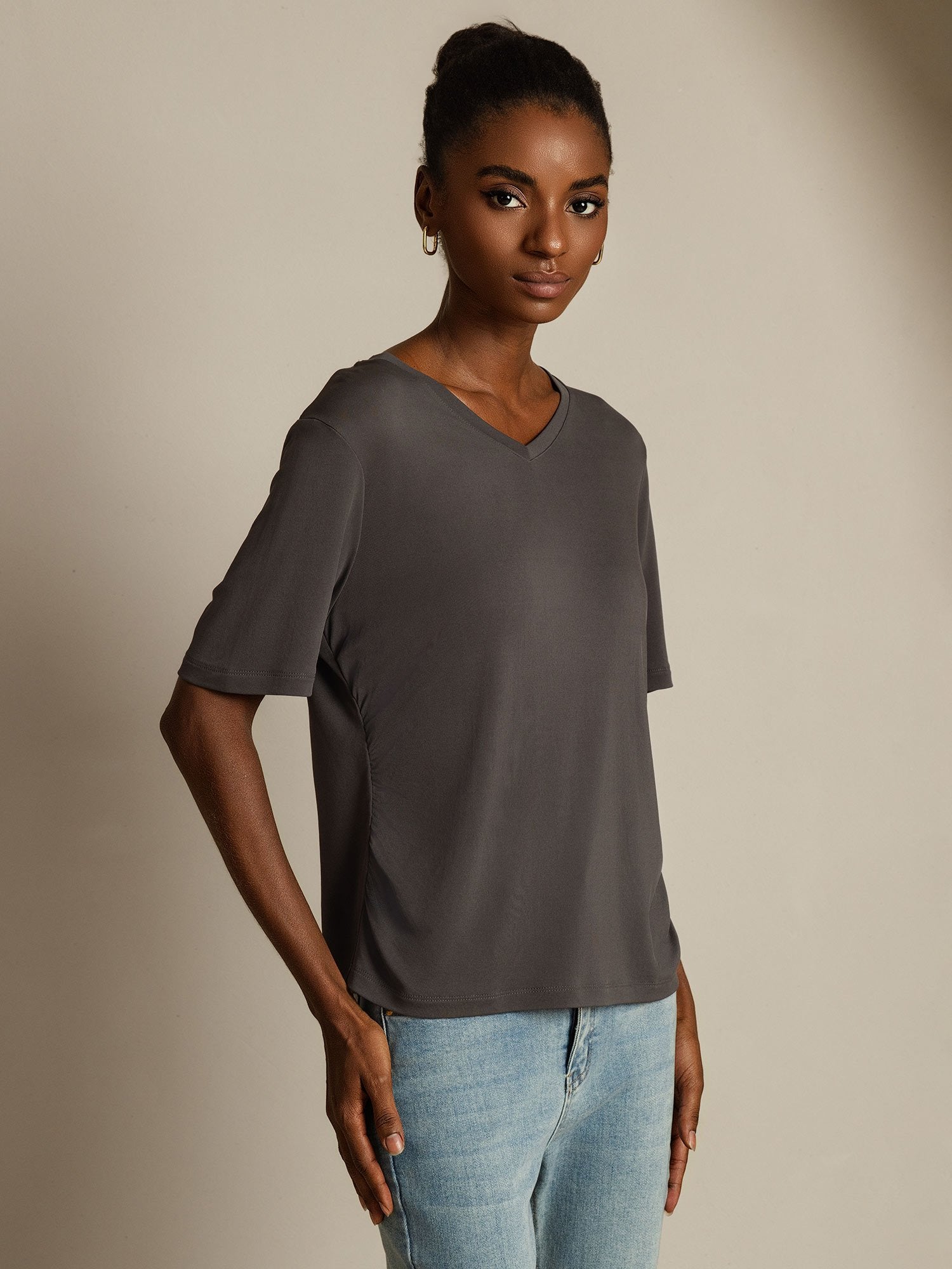 [Grå] SilkSilky-NO Silke Womens T-Shirt 001